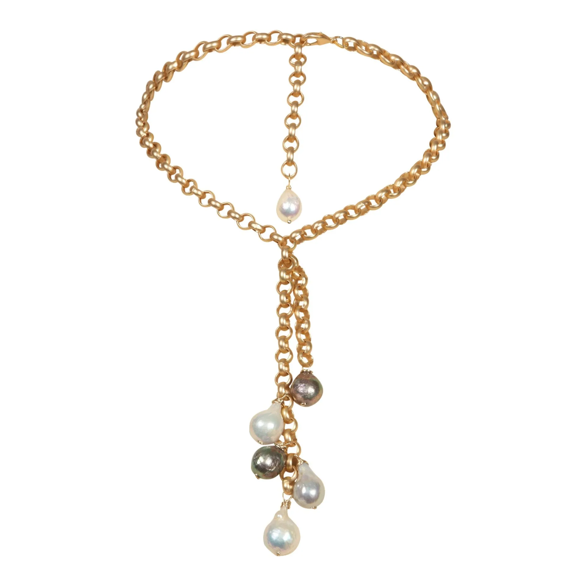 156-09-G | TURKISH GOLD & MULTI WILD PEARL WATERFALL