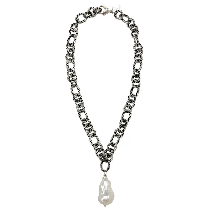 159-01-S | SINGLE PEARL DROP ON KARL CHAIN
