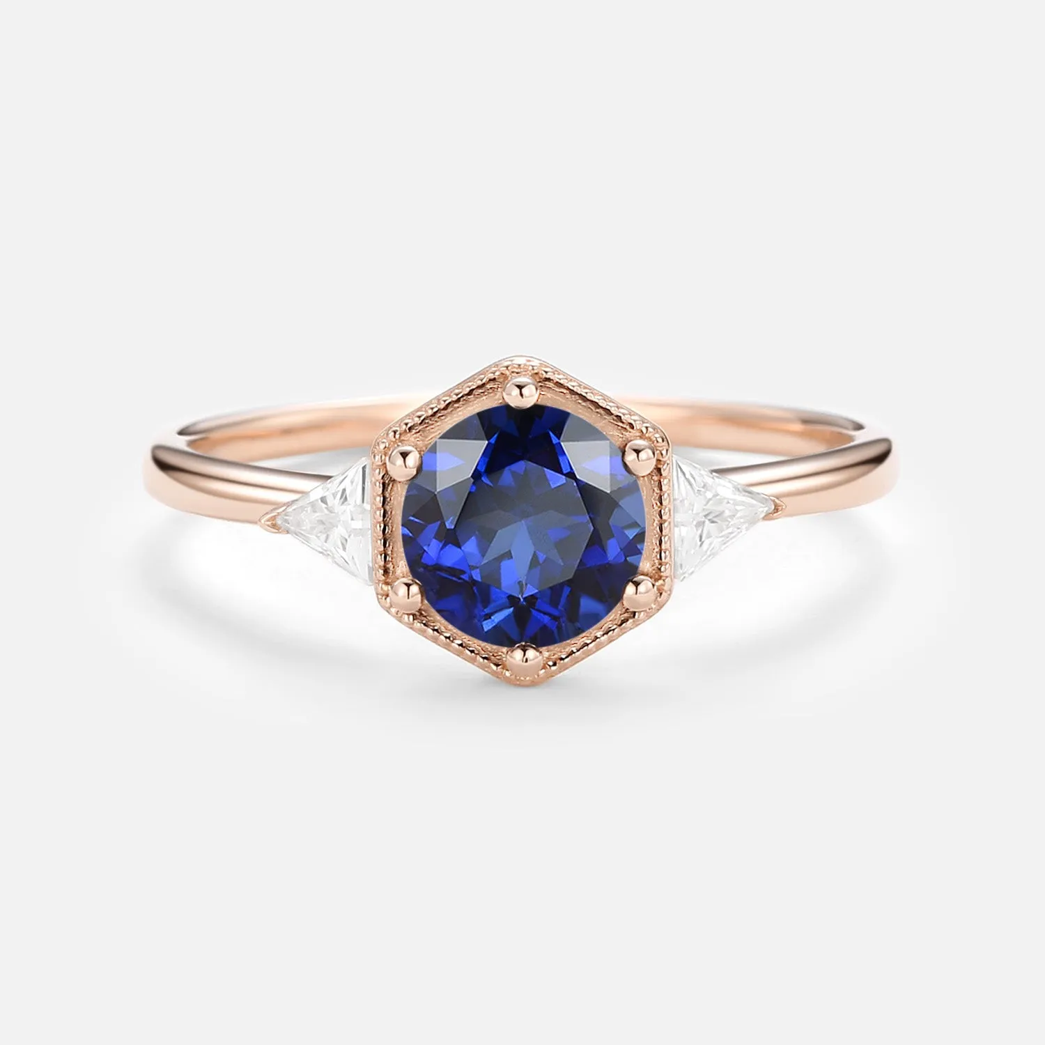 1.5ct Round Cut Sapphire Geometric Ring