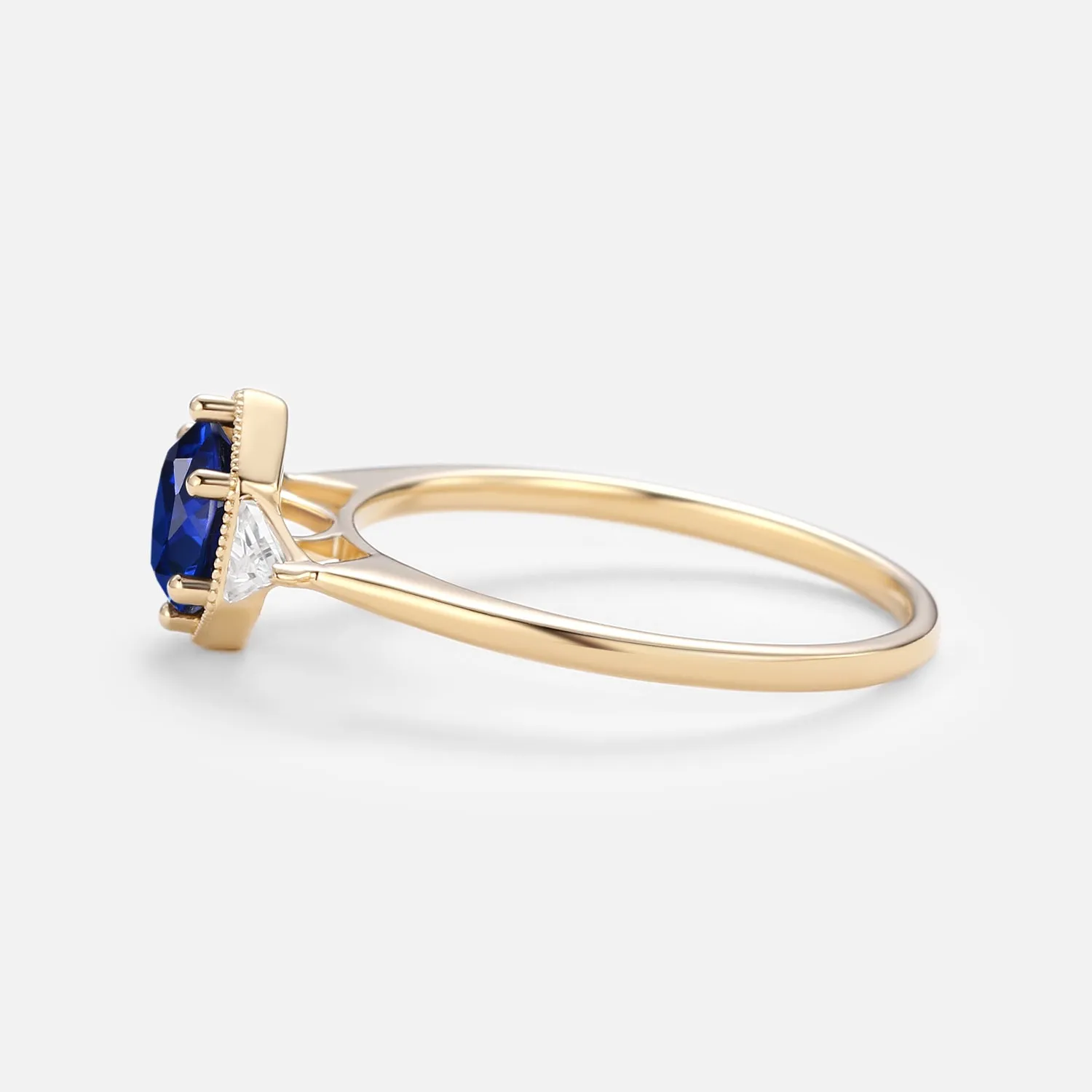 1.5ct Round Cut Sapphire Geometric Ring
