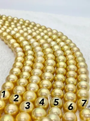 15mm Golden South Sea pearl Strands, natural colors, sea pearls, round shape # 923
