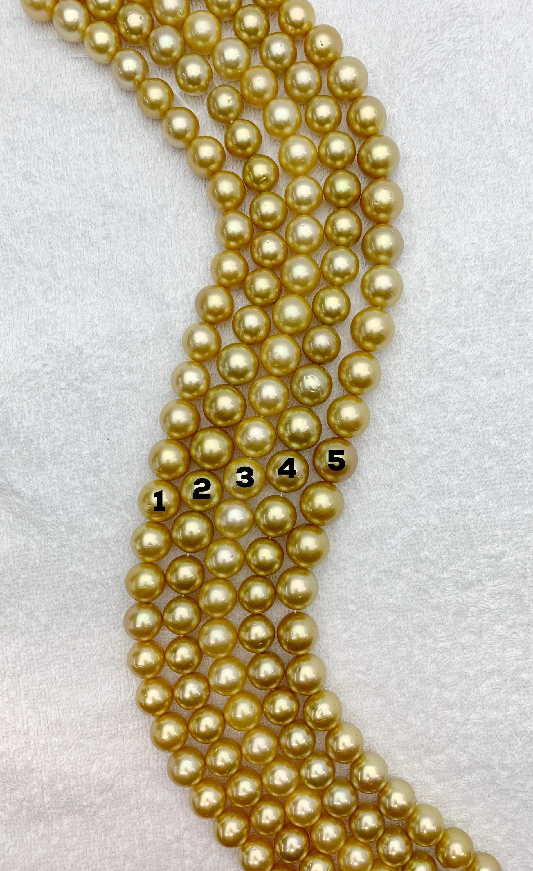 15mm Golden South Sea pearl Strands, natural colors, sea pearls, round shape # 923