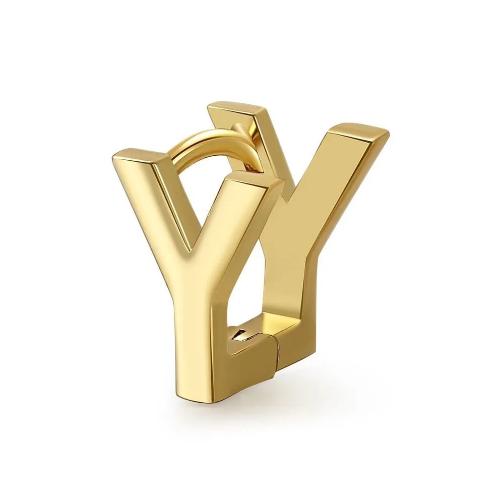 18 Karat Gold Letter Earrings