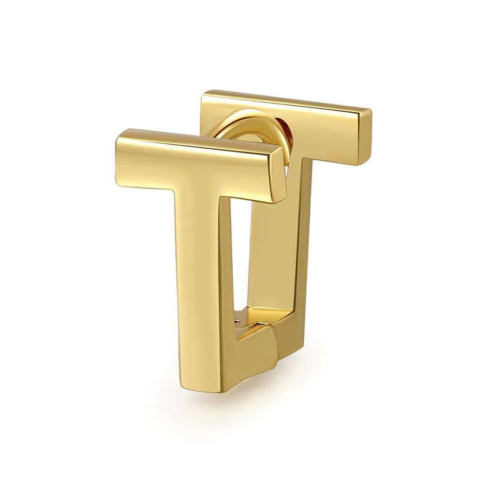 18 Karat Gold Letter Earrings