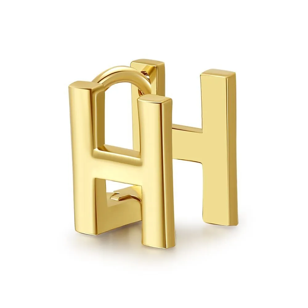 18 Karat Gold Letter Earrings