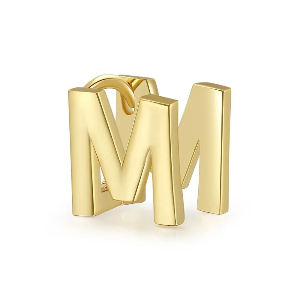 18 Karat Gold Letter Earrings