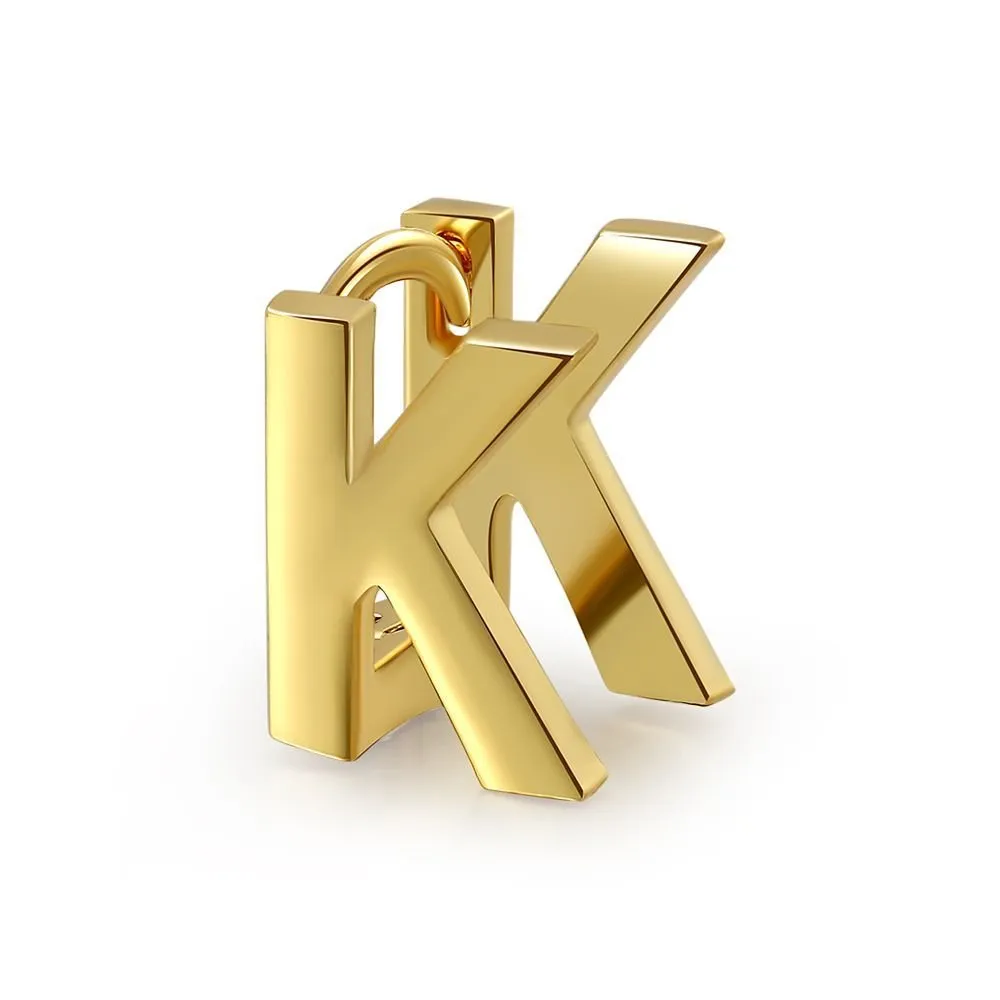 18 Karat Gold Letter Earrings