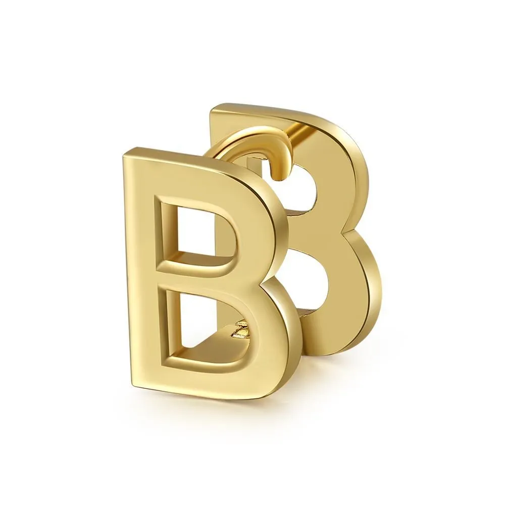 18 Karat Gold Letter Earrings