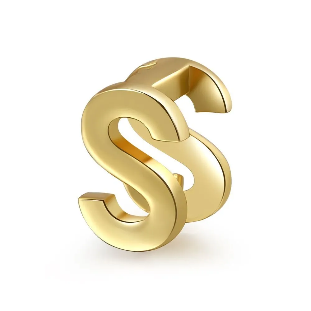 18 Karat Gold Letter Earrings