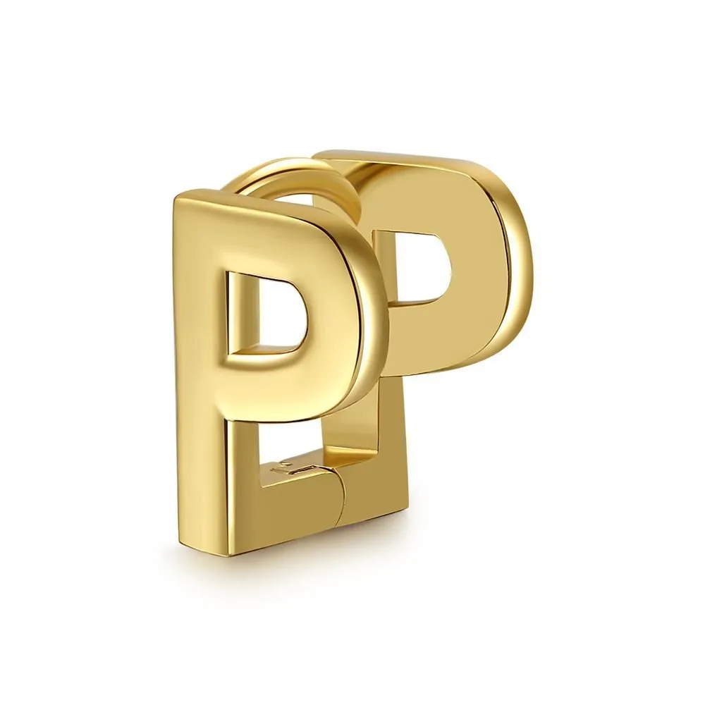 18 Karat Gold Letter Earrings
