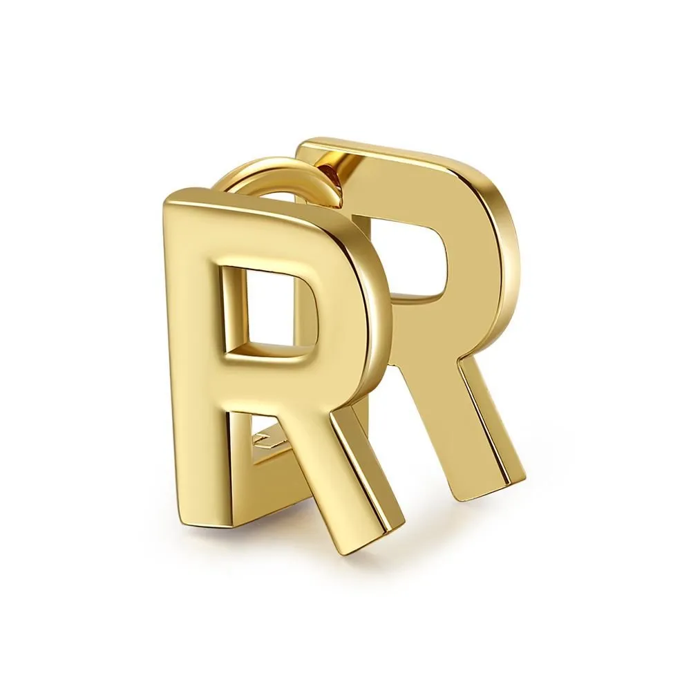 18 Karat Gold Letter Earrings