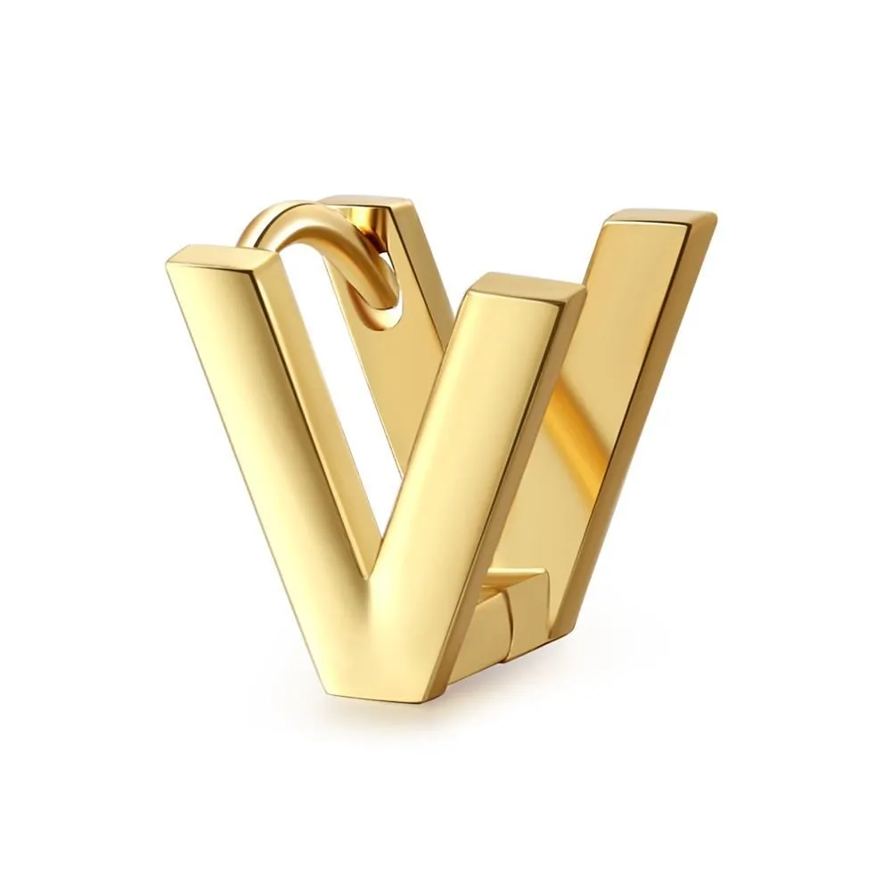 18 Karat Gold Letter Earrings