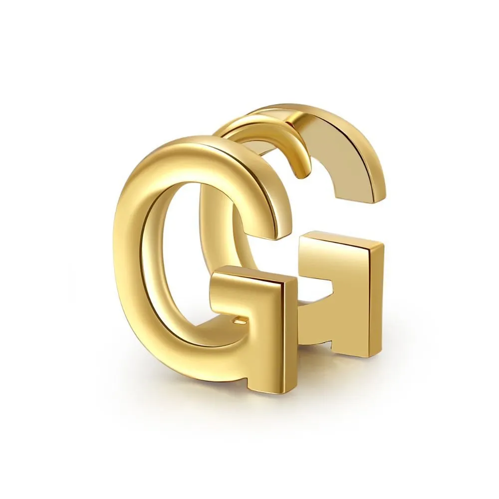 18 Karat Gold Letter Earrings