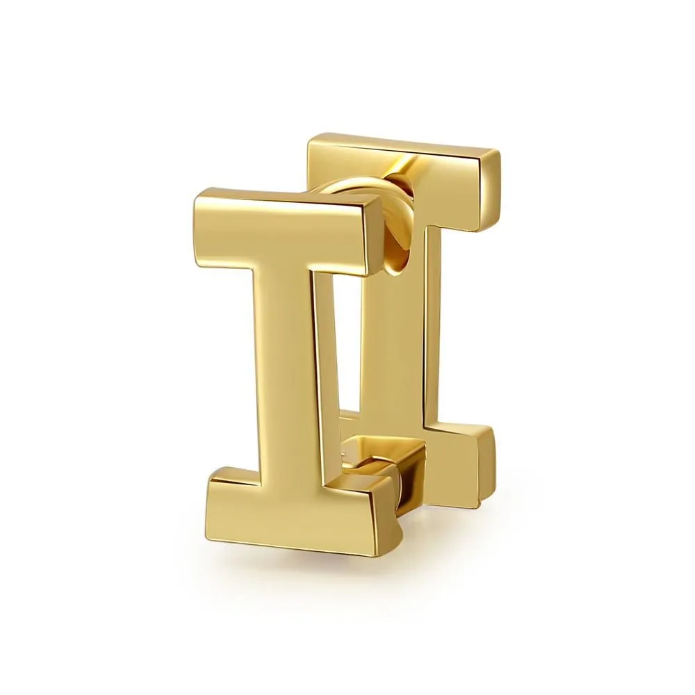 18 Karat Gold Letter Earrings