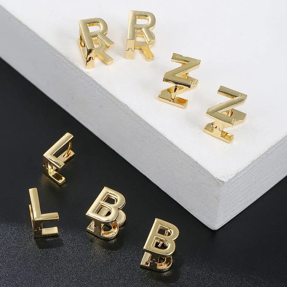 18 Karat Gold Letter Earrings