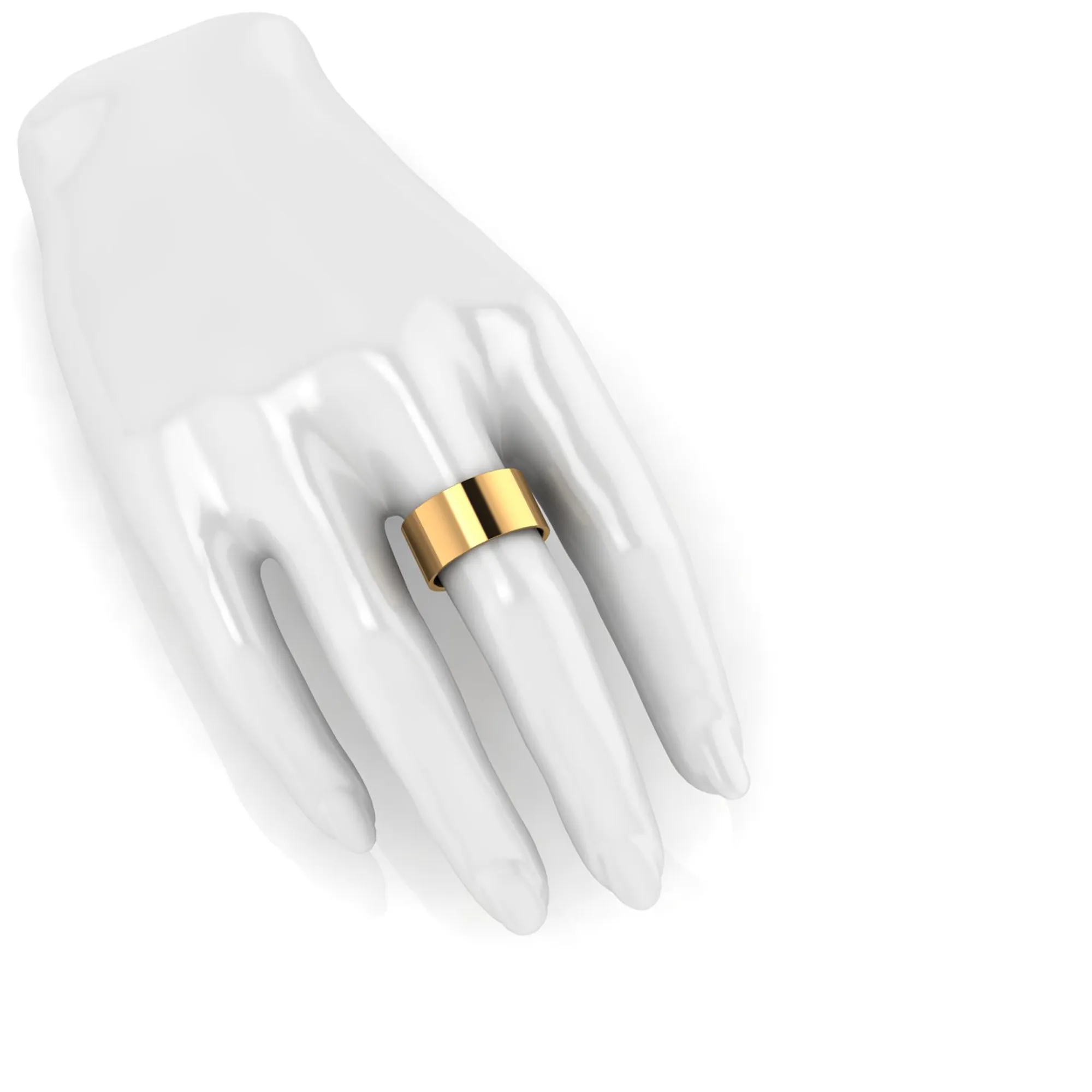 18 Karat Yellow Gold Wide Flat Band Stackable Ring