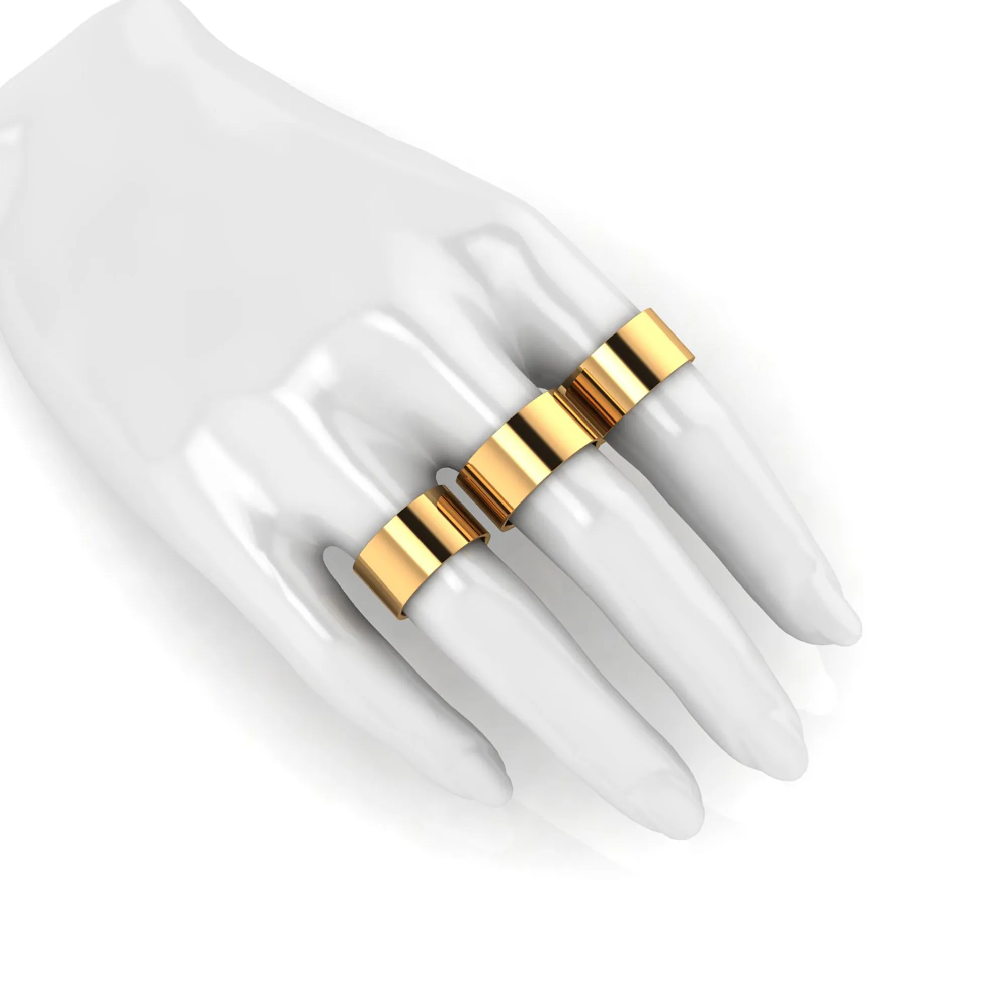 18 Karat Yellow Gold Wide Flat Band Stackable Ring