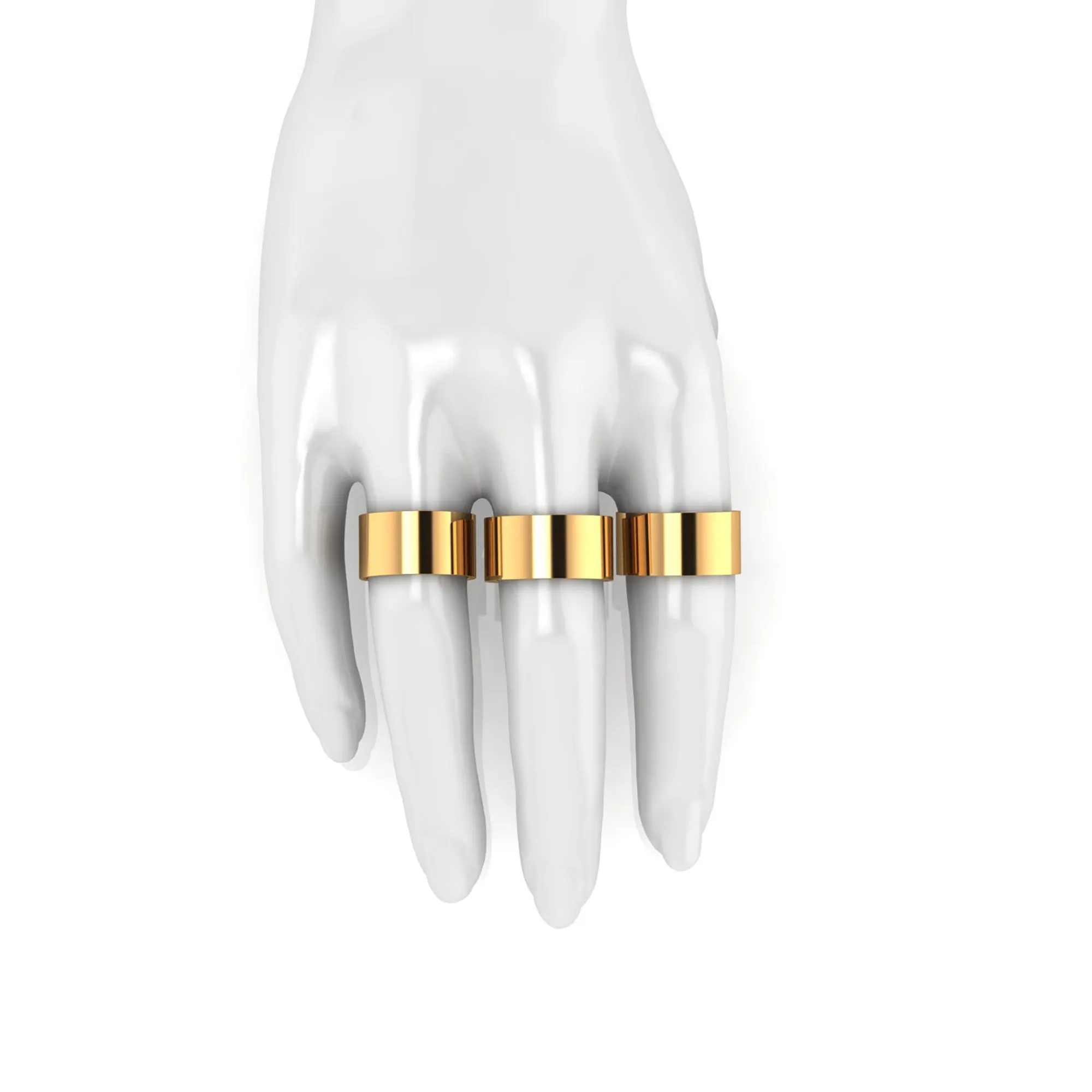 18 Karat Yellow Gold Wide Flat Band Stackable Ring