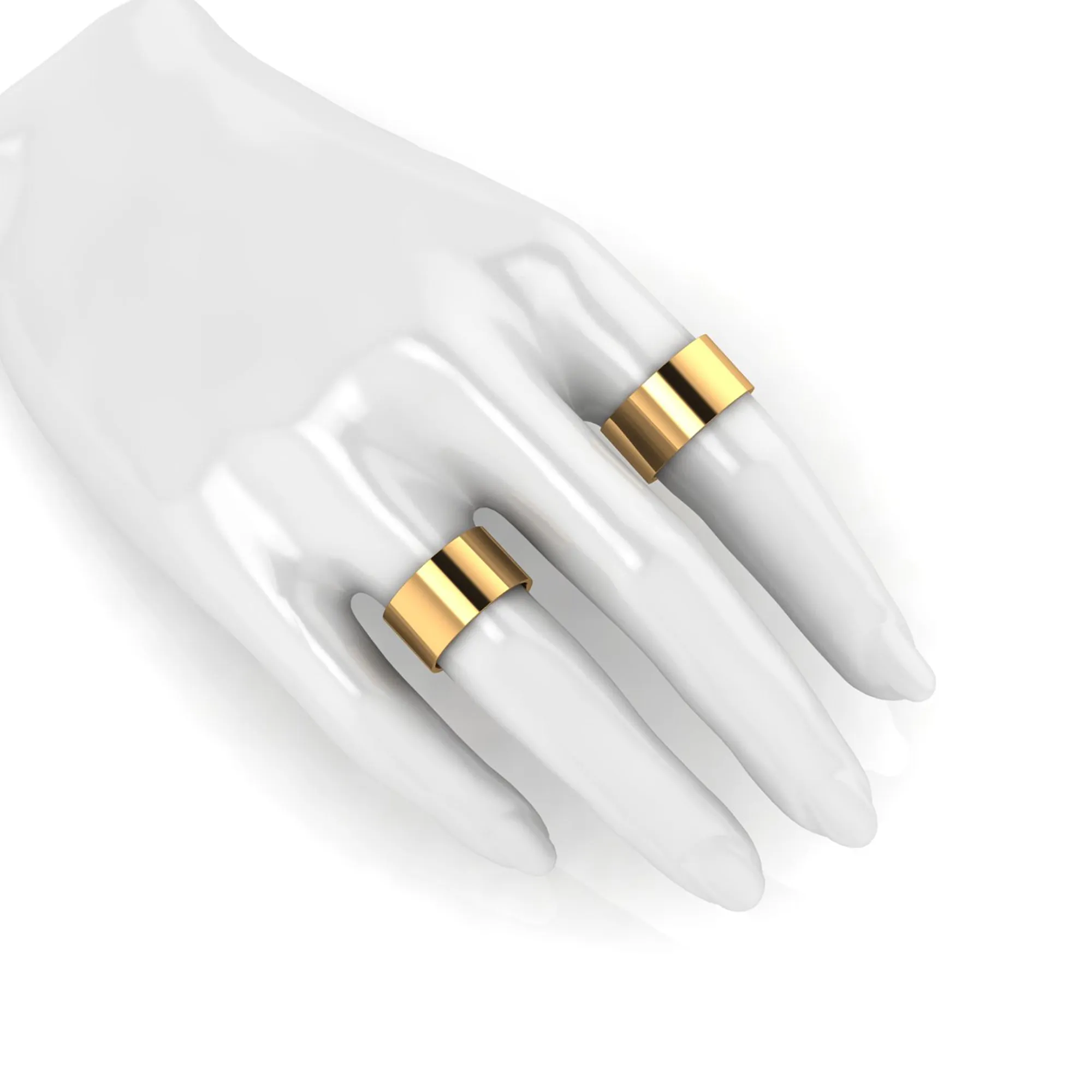 18 Karat Yellow Gold Wide Flat Band Stackable Ring
