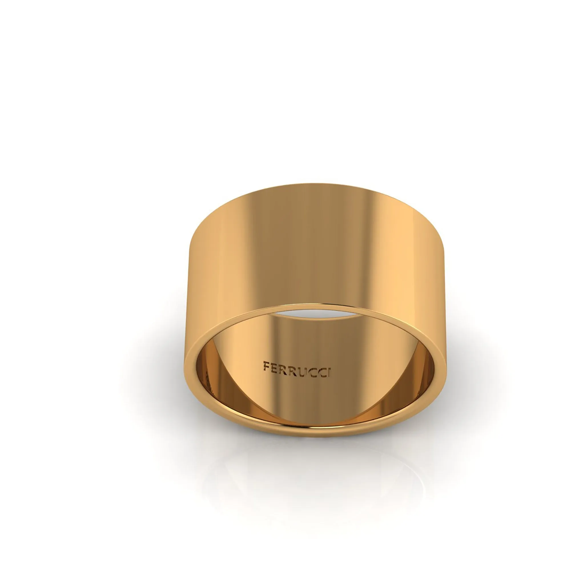 18 Karat Yellow Gold Wide Flat Band Stackable Ring