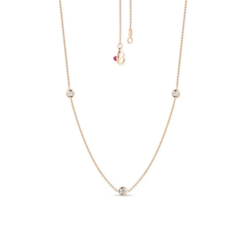 18K Gold Necklace with 3 Diamond Stations