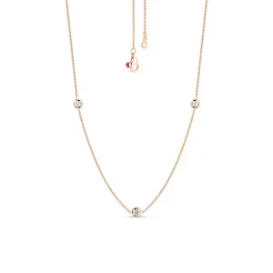 18K Gold Necklace with 3 Diamond Stations