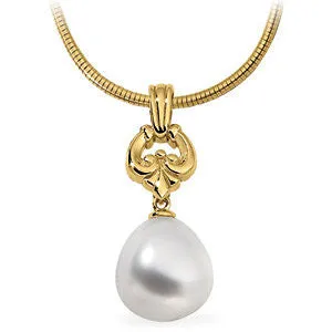 18K Palladium White 12mm Drop South Sea Pearl Pendant