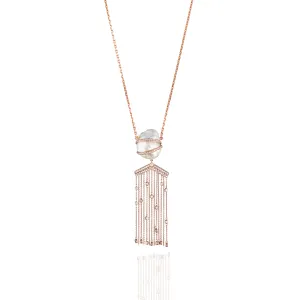 18K Rose Gold Necklace with South Sea Pearls & Diamonds