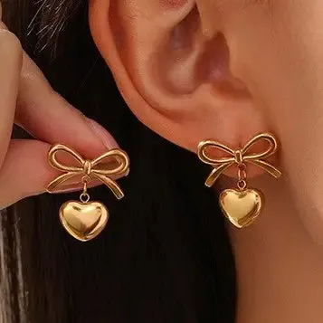 18K Stainless Steel Heart Earrings