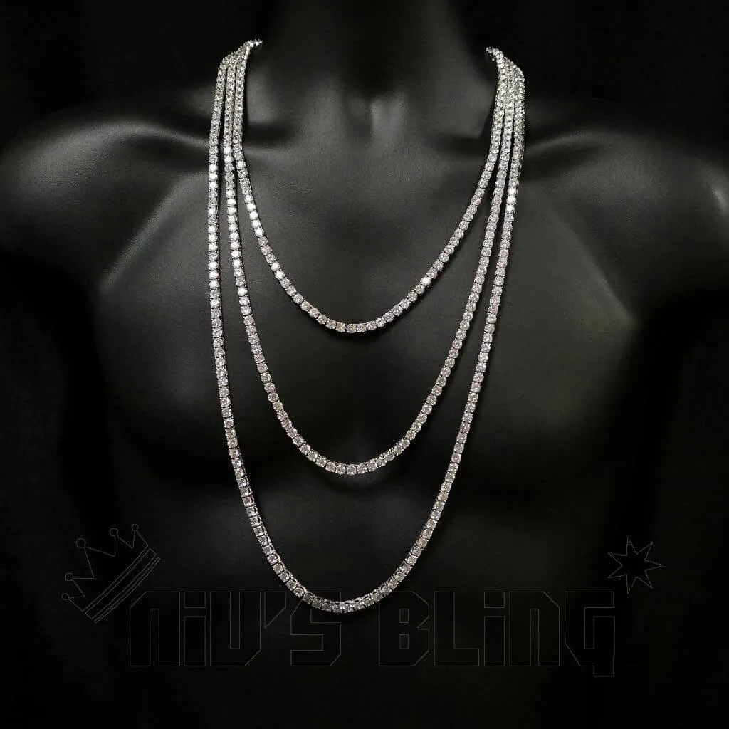 18k White Gold 1 Row 5MM Iced Chain