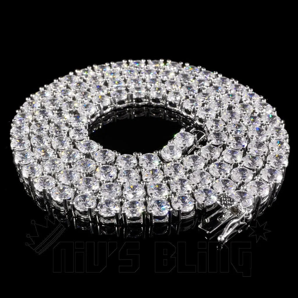 18k White Gold 1 Row 5MM Iced Chain