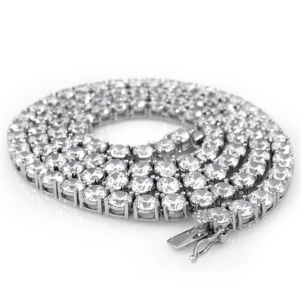 18k White Gold 1 Row 5MM Iced Chain