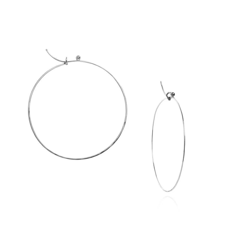 18k white gold medium flattened hoops