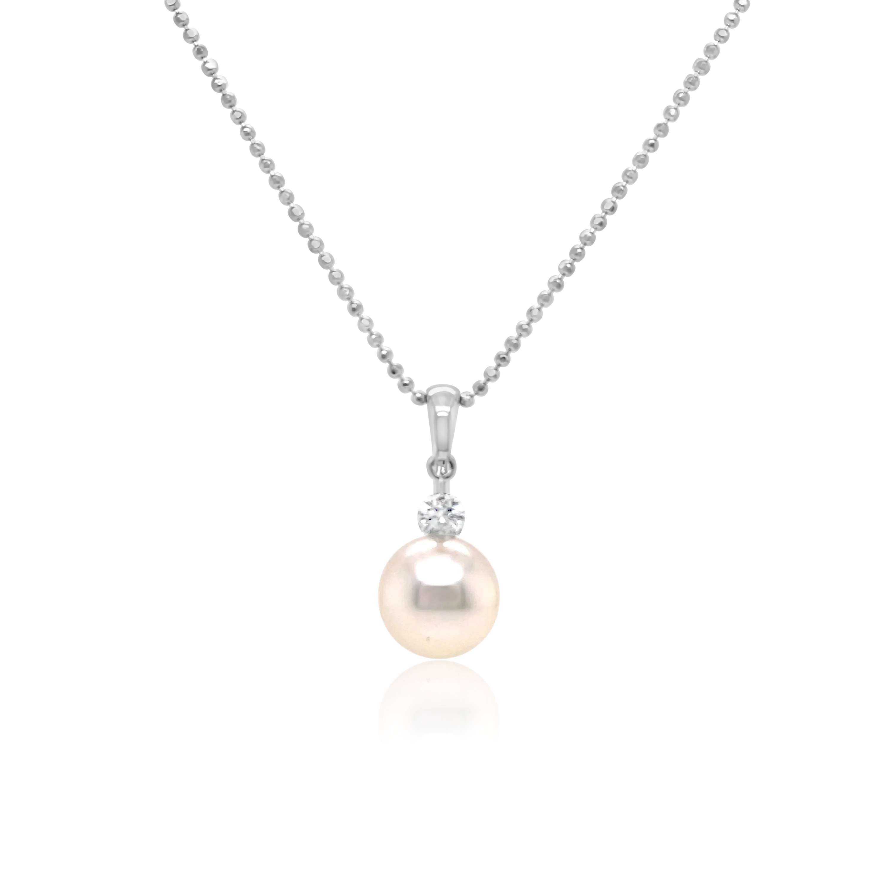 18K White Gold South Sea And Diamond Necklace (.20ctw)