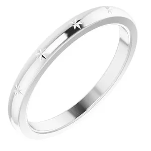 18K White Stackable Starburst Ring Size 17.5