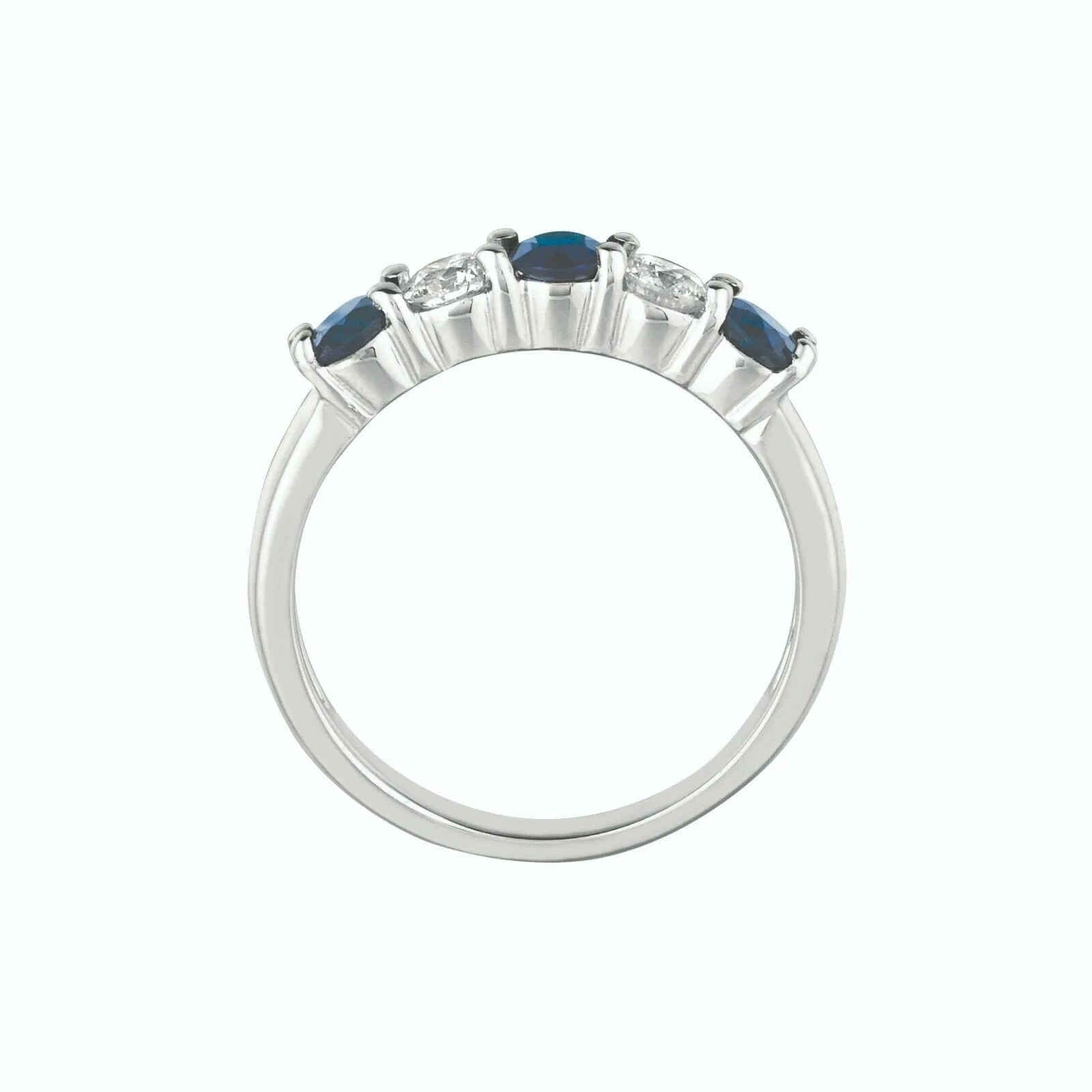 1.95 Carat Natural Diamond & Sapphire Ring Band 14K White Gold