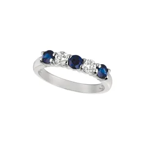 1.95 Carat Natural Diamond & Sapphire Ring Band 14K White Gold