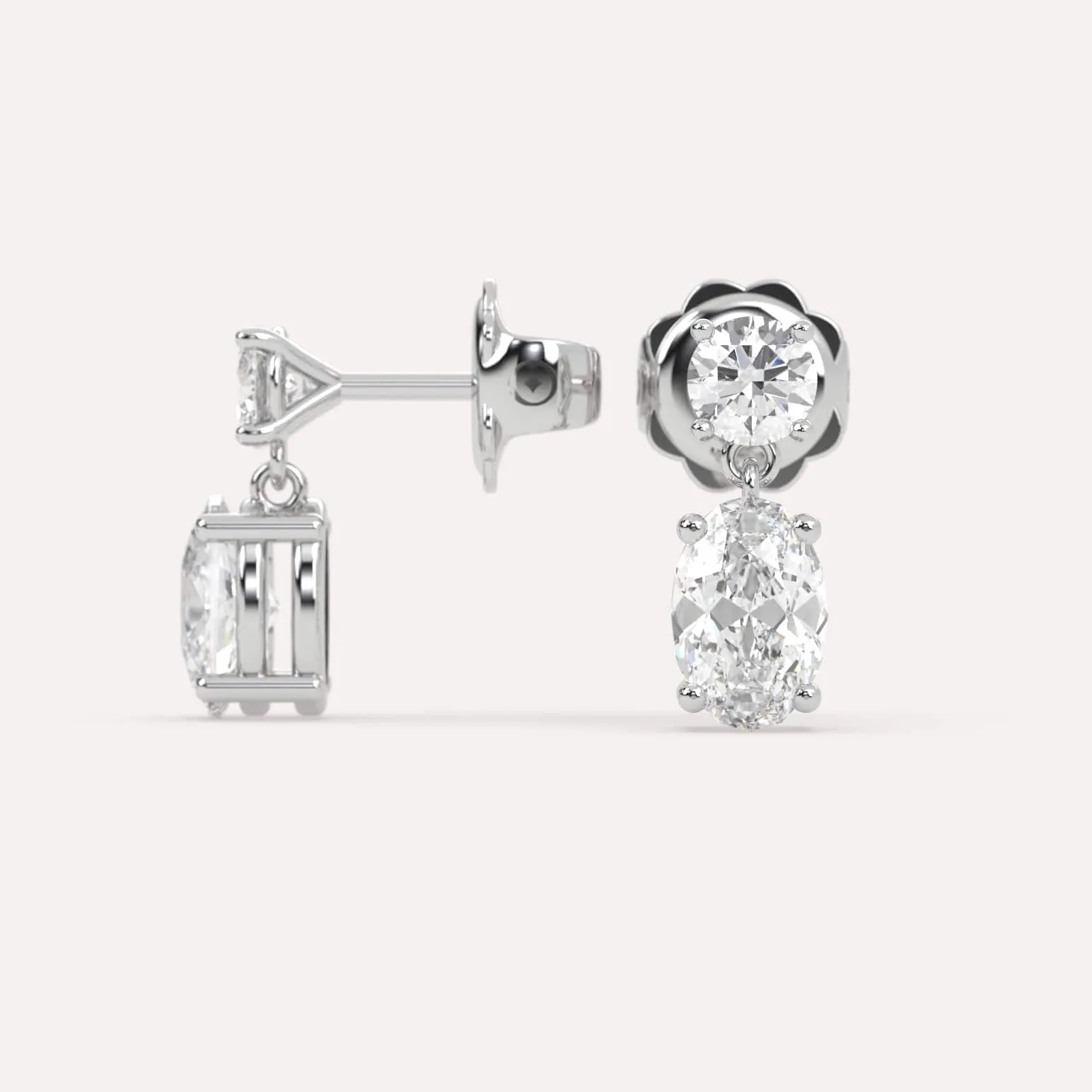 2 carat Oval Diamond Drop Earrings
