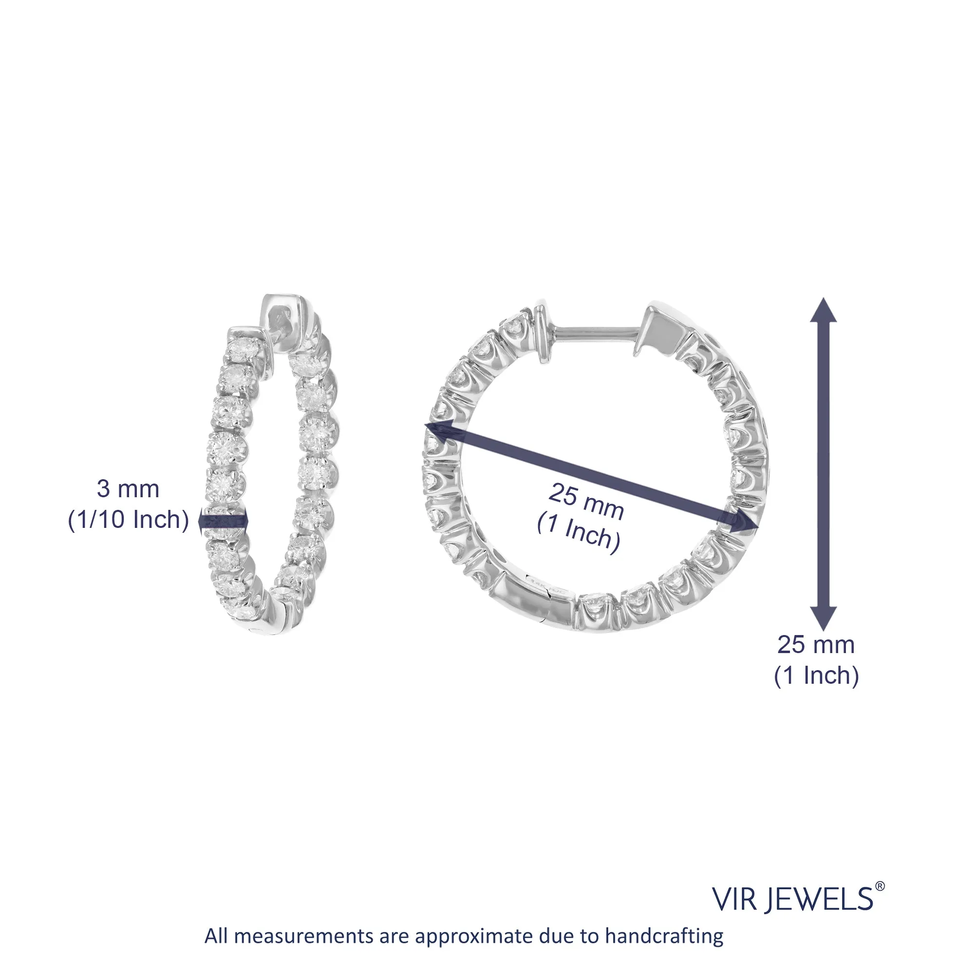 2 cttw Diamond Inside Out Hoop Earrings in 14K Gold