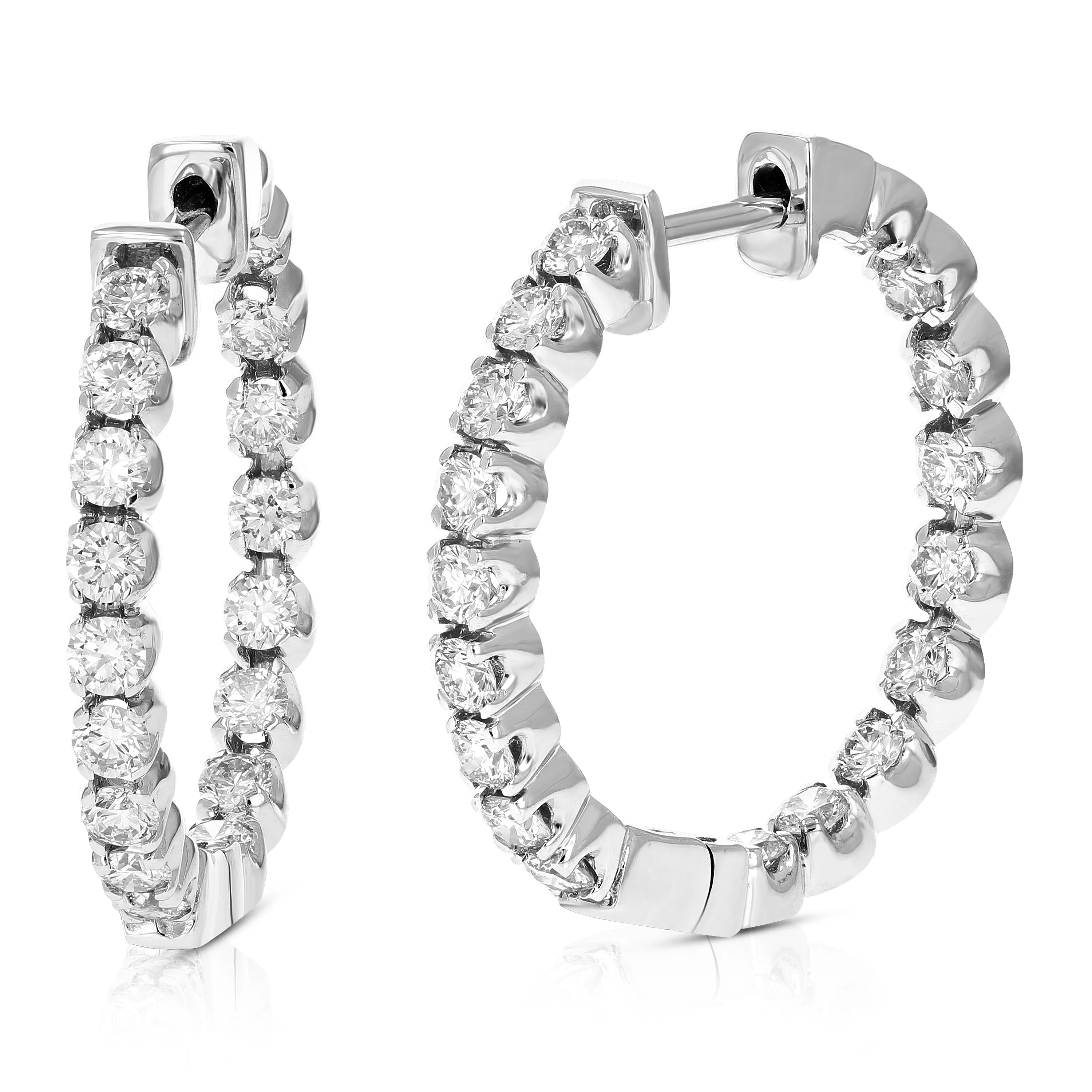 2 cttw Diamond Inside Out Hoop Earrings in 14K Gold