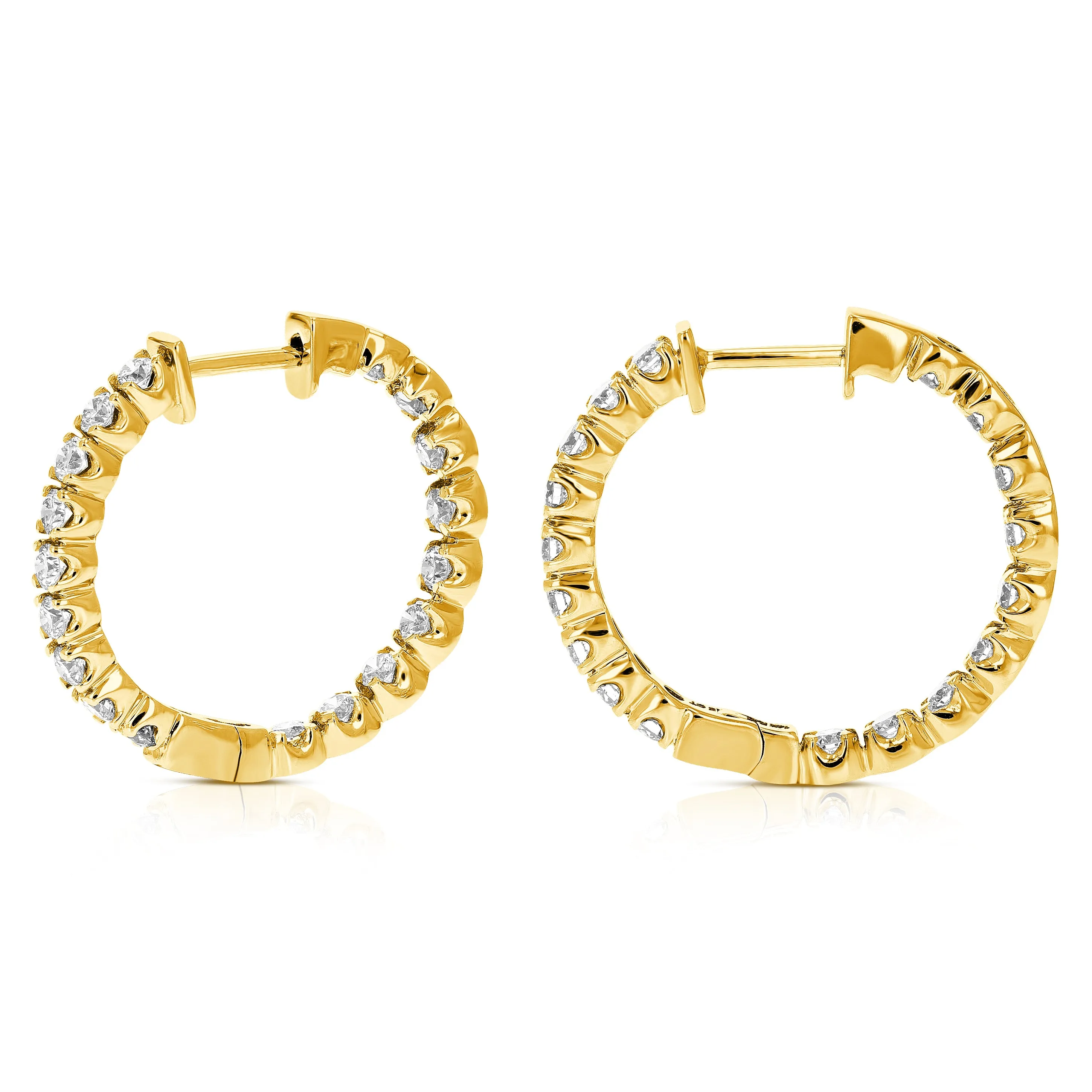 2 cttw Diamond Inside Out Hoop Earrings in 14K Gold