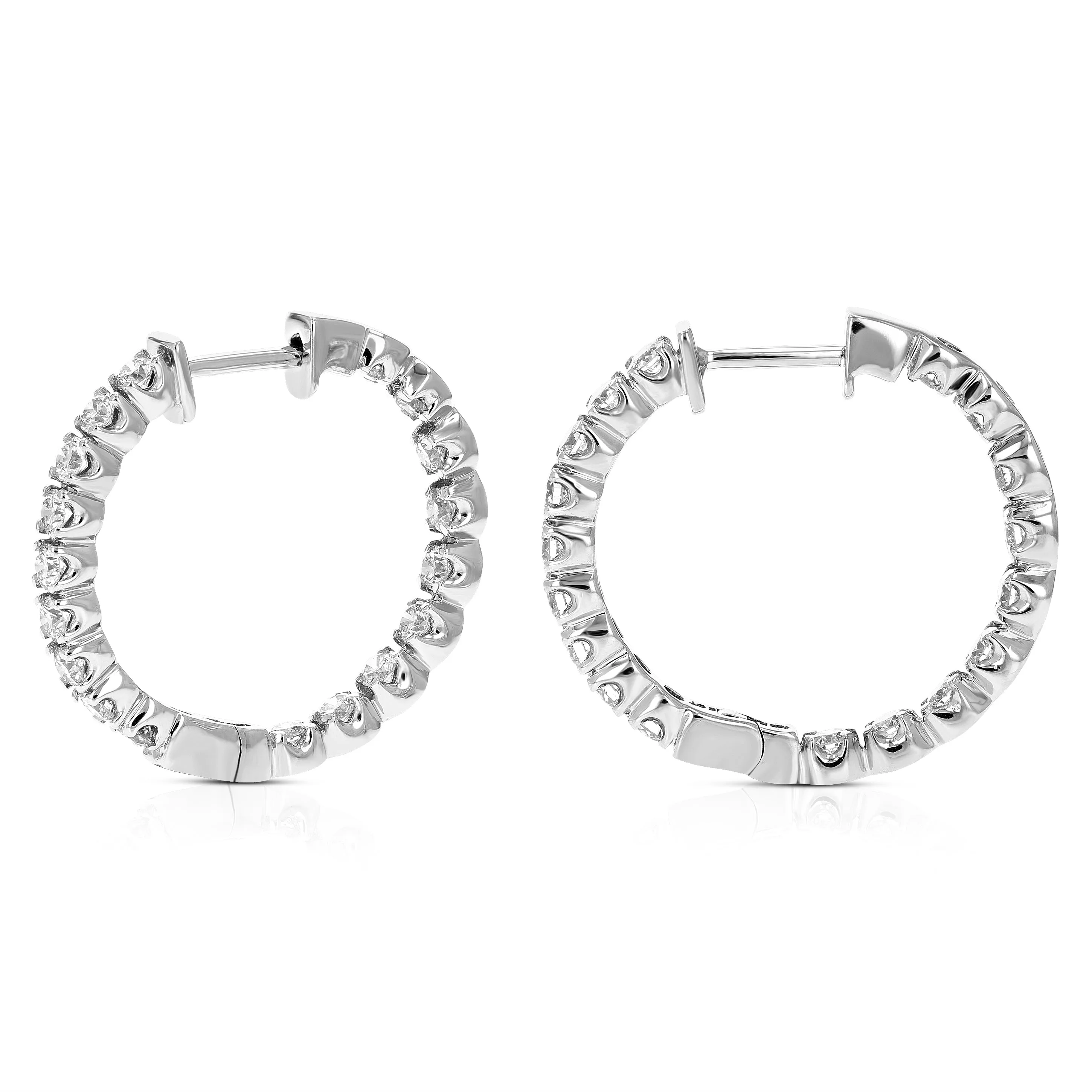 2 cttw Diamond Inside Out Hoop Earrings in 14K Gold