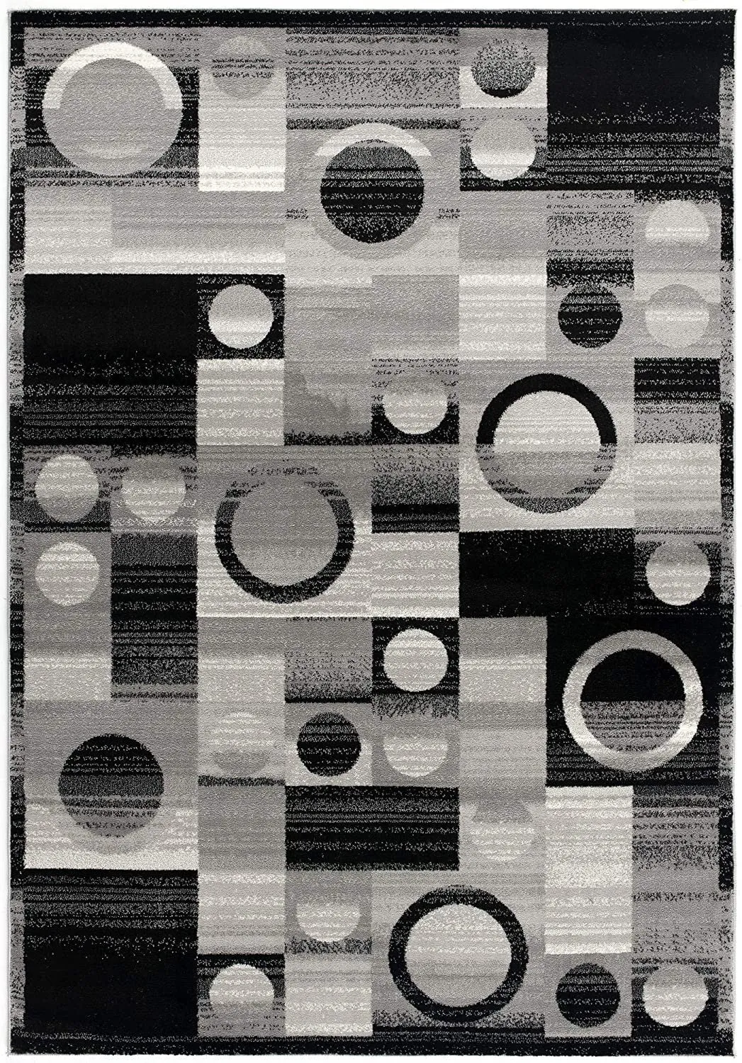 2’ x 12’ Gray Blocks and Rings Runner Rug