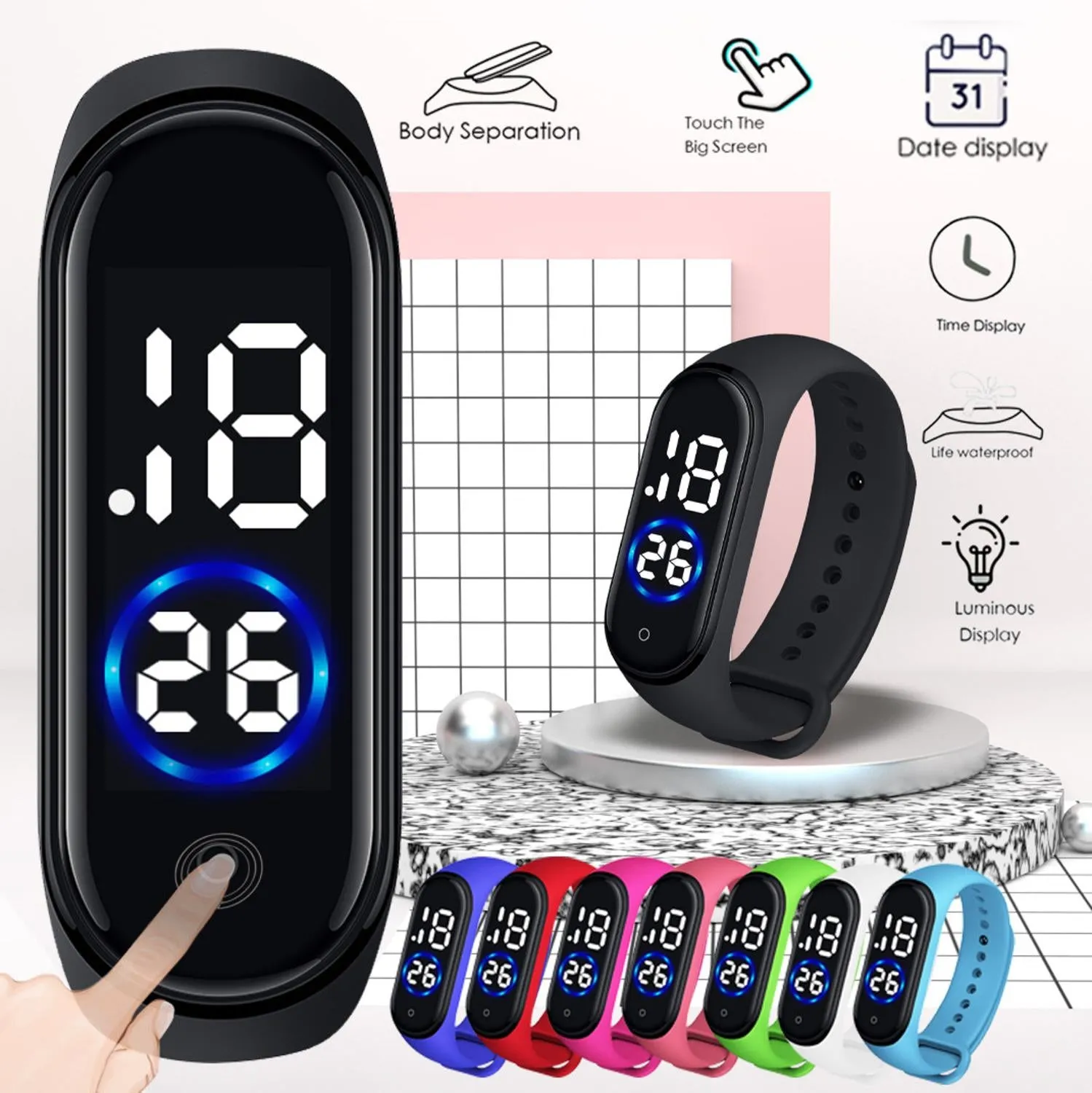 2019 LED Digital LED Sports Watch Unisex Silicone Band Sport Electronic Wrist Watches Fashion Men Women Watches Dropshipping Q