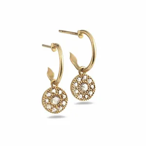 20K Eternity Opera Diamond Drop Hoop Earrings