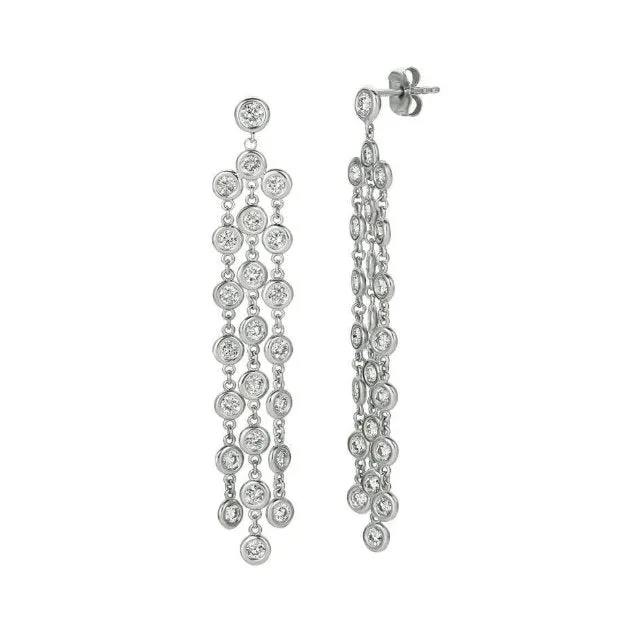 2.75 Ct Natural Diamond Bezel Drop Earrings G SI 14K White Gold