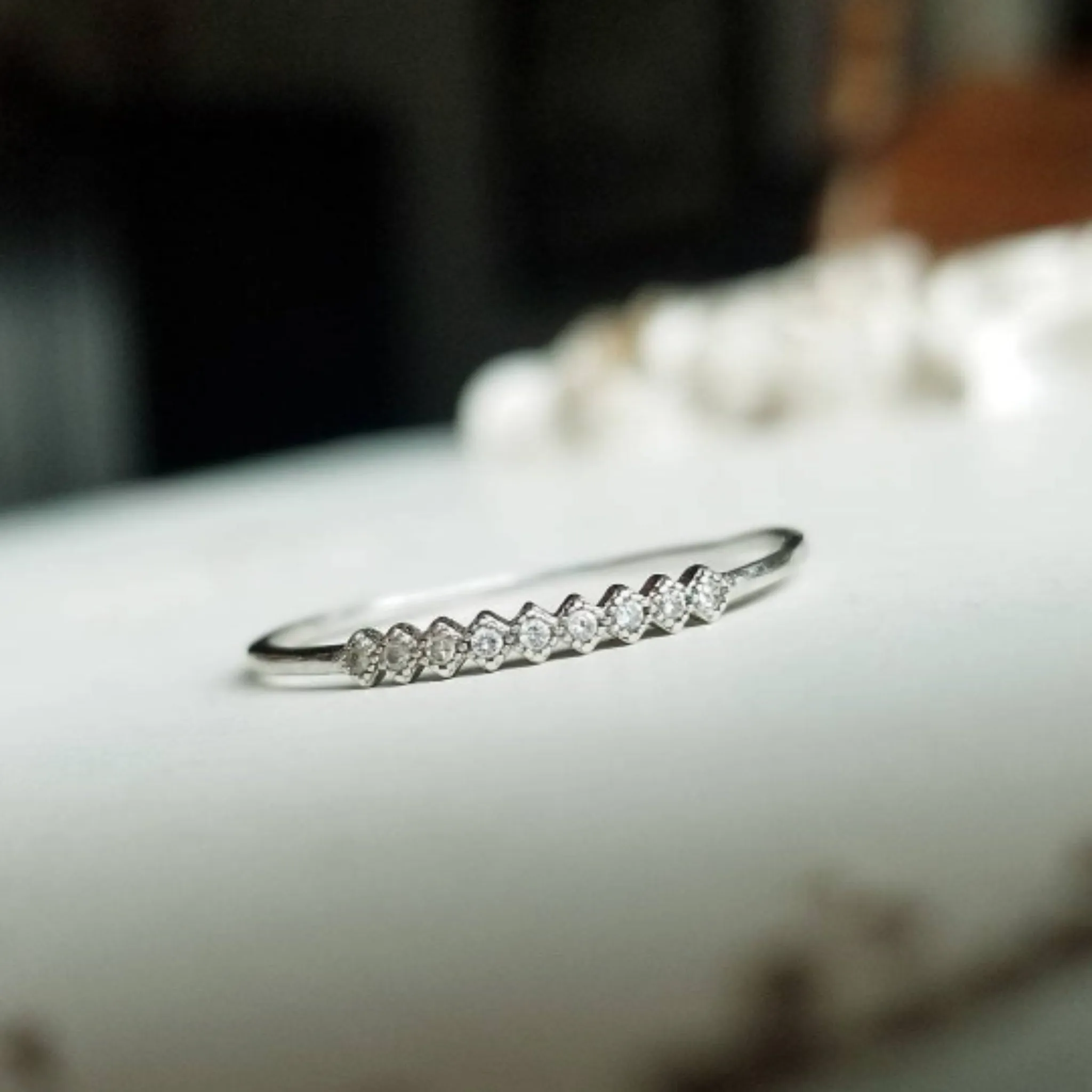 2pc Thin Name Ring and Tiara CZ Set - Sterling Silver