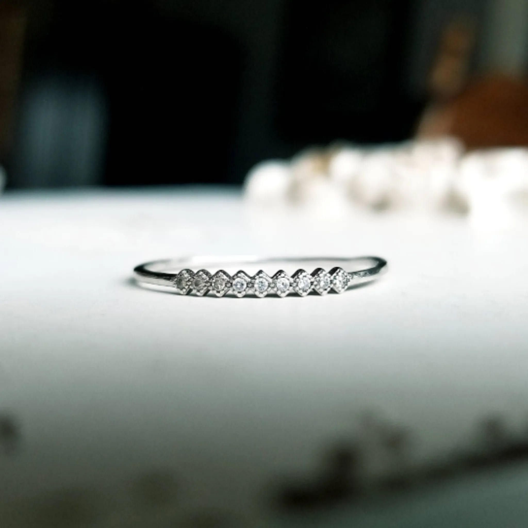 2pc Thin Name Ring and Tiara CZ Set - Sterling Silver