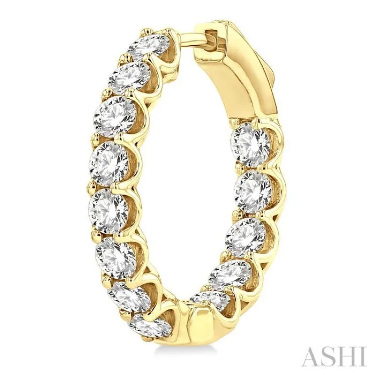 3 ctw Inside-Out Round Cut Diamond Hoop Earrings in 14K Yellow Gold