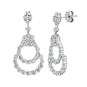 3.00 Carat Natural Diamond Drop Earrings G SI 14K White Gold 1.25''